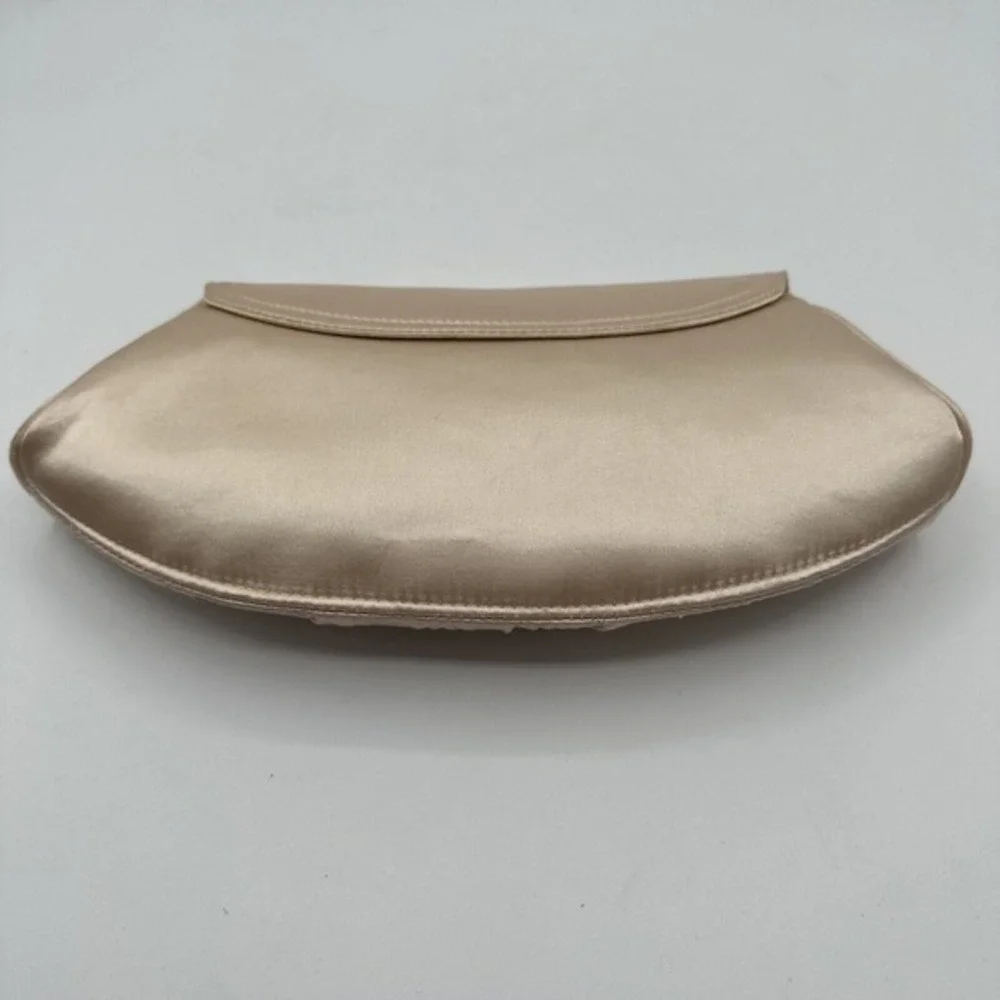 La‎ Regale Champagne Satin Evening Clutch Shoulder Bag Wedding Formal 25-03